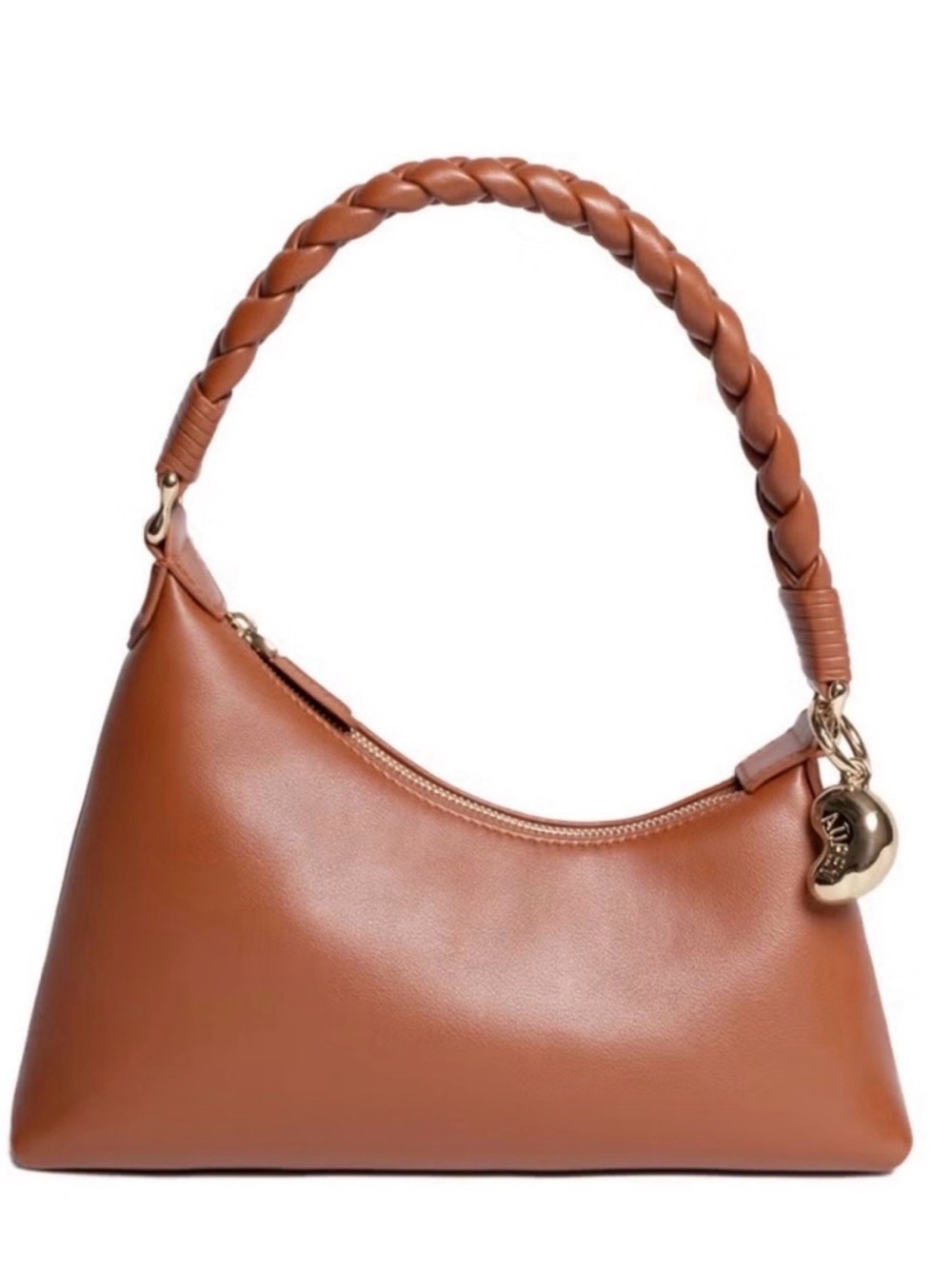 NWOT Aupen Nirvana Asymmetric Vegan Leather Shoulder Bag in Earth Brown